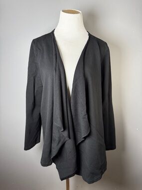 Black Draped Open Front Cardigan